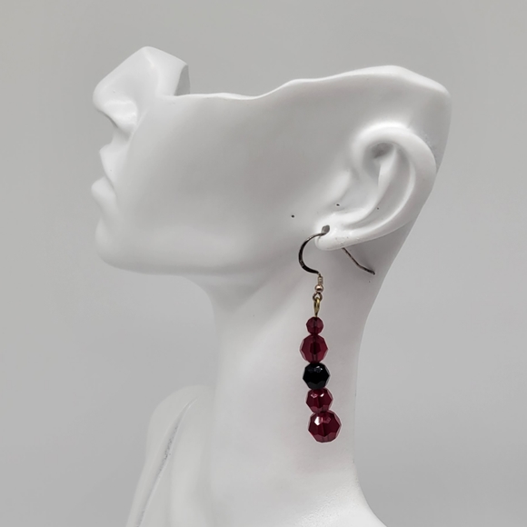 Red Crystal Bead Earrings - Picture 4 of 6